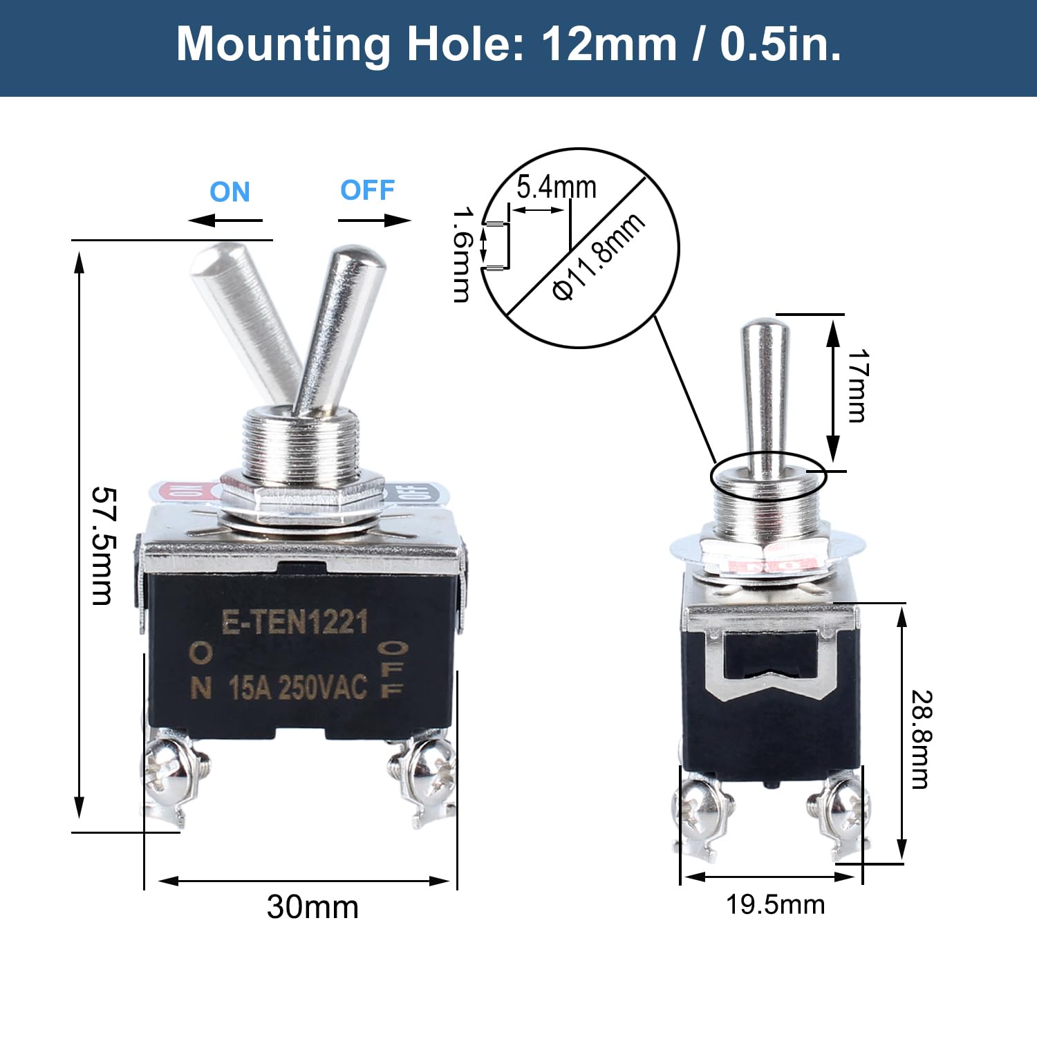 Snapklik.com : DMWD 2pcs Latching Heavy Duty Rocker Toggle Switch DPST ...