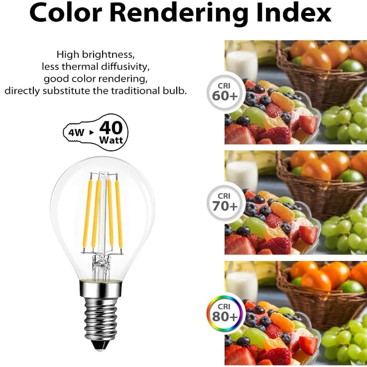 FKLiLEBU 2 Pack G45 LED Mini Globe Bulb E14 4W, Non Dimmable Warm White 2700K Filament - Image 2