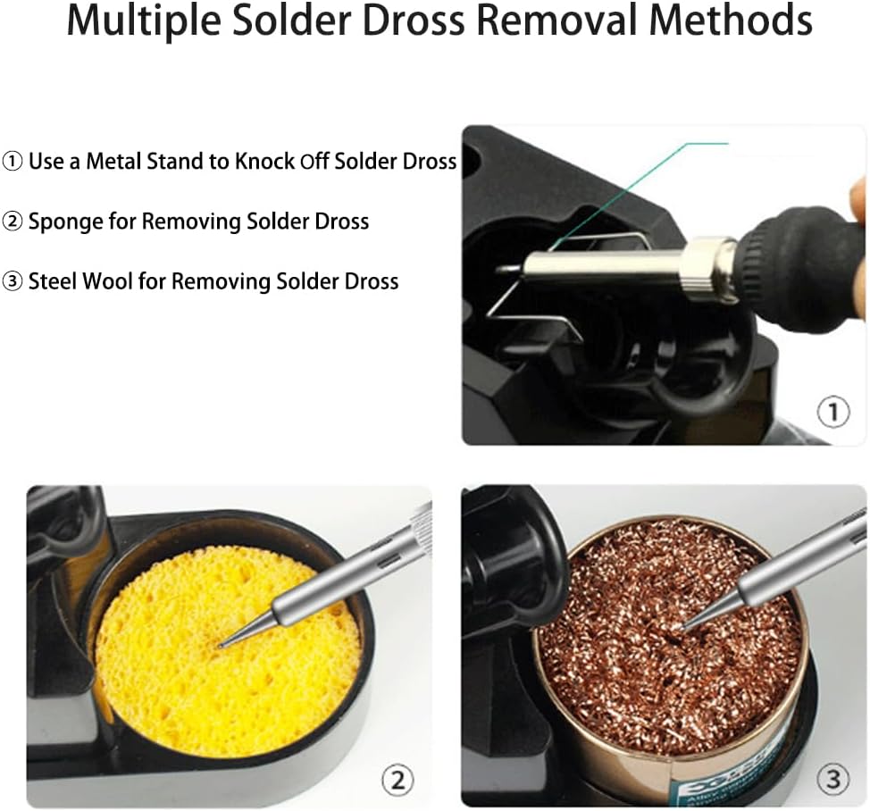 Treedix Soldering Iron Stand Solder Holder, Suitable for 500℃ high temperature Solder Iron Station Kit Includes Spare Tip Slot, Solder Dross Cleaning Stand and Cleaner with Built-in Rosin