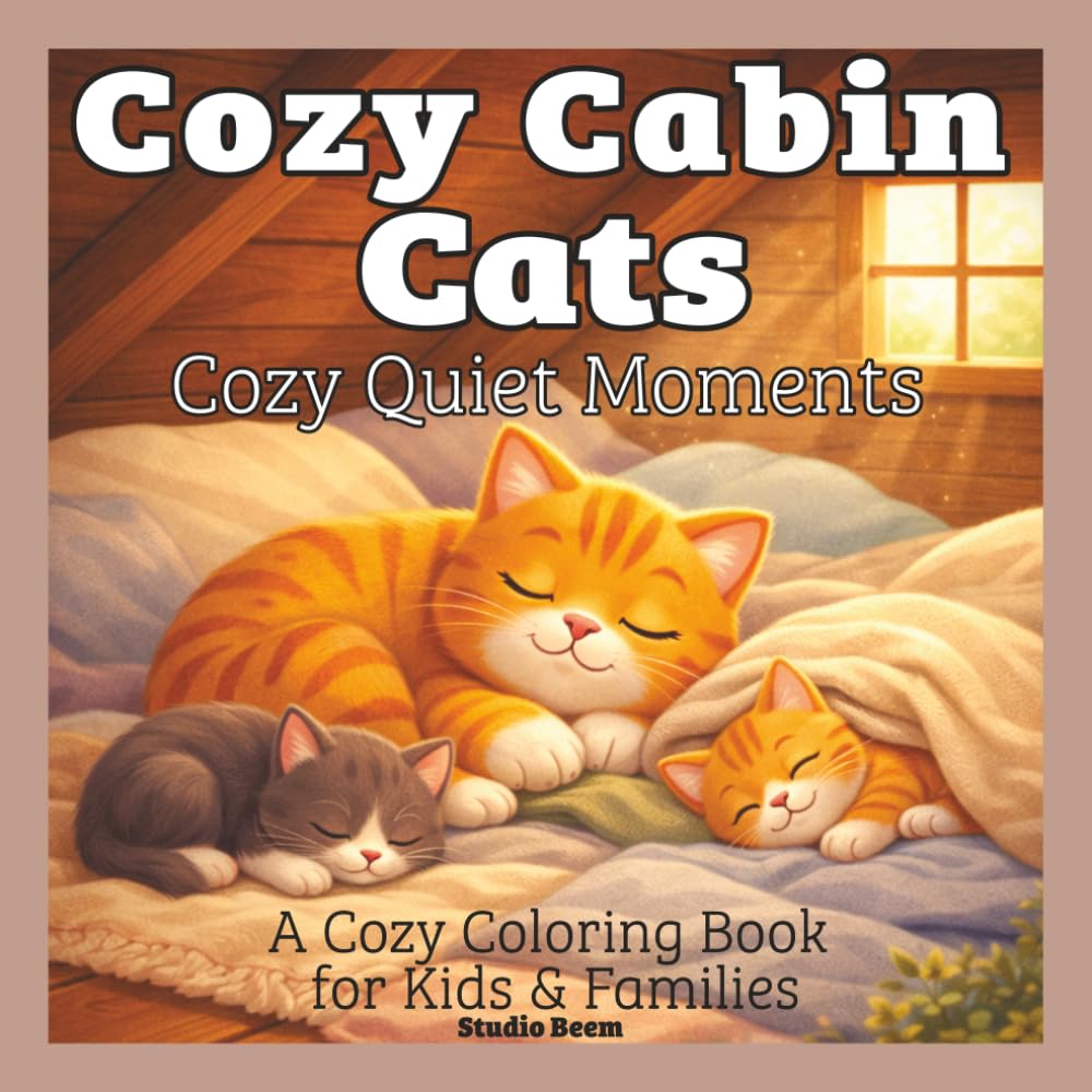 Cozy Cabin Cats: Cozy Quiet Moments — A Coloring Book: Bold & Easy Designs for Relaxation and Stress Relief
