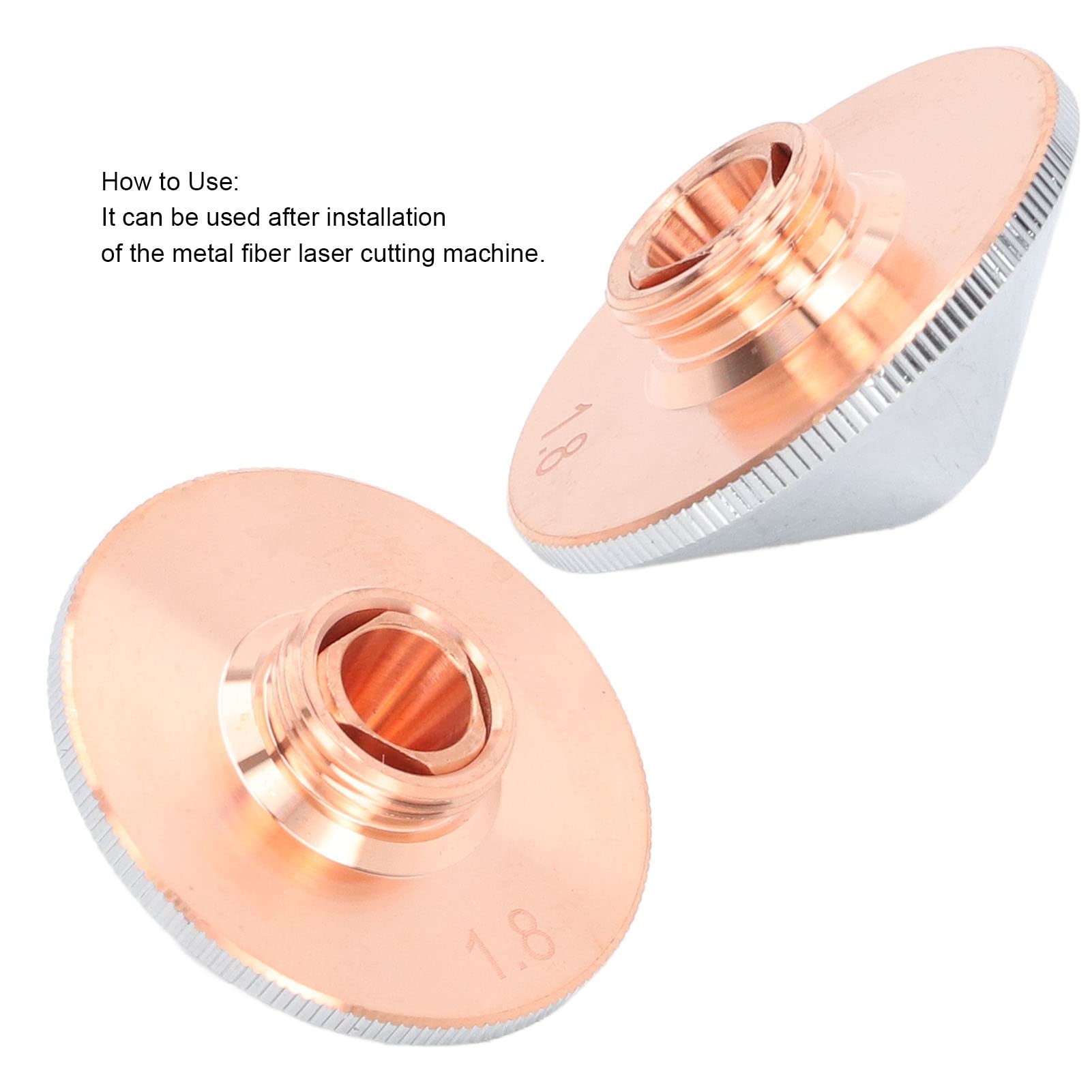 Cutting Nozzle Chrome Plated Copper, Dual Optical Fibre Cutter Nozzle, For Metal Fibre Cutting Machine (1.8mm / 0.07in Aperture)