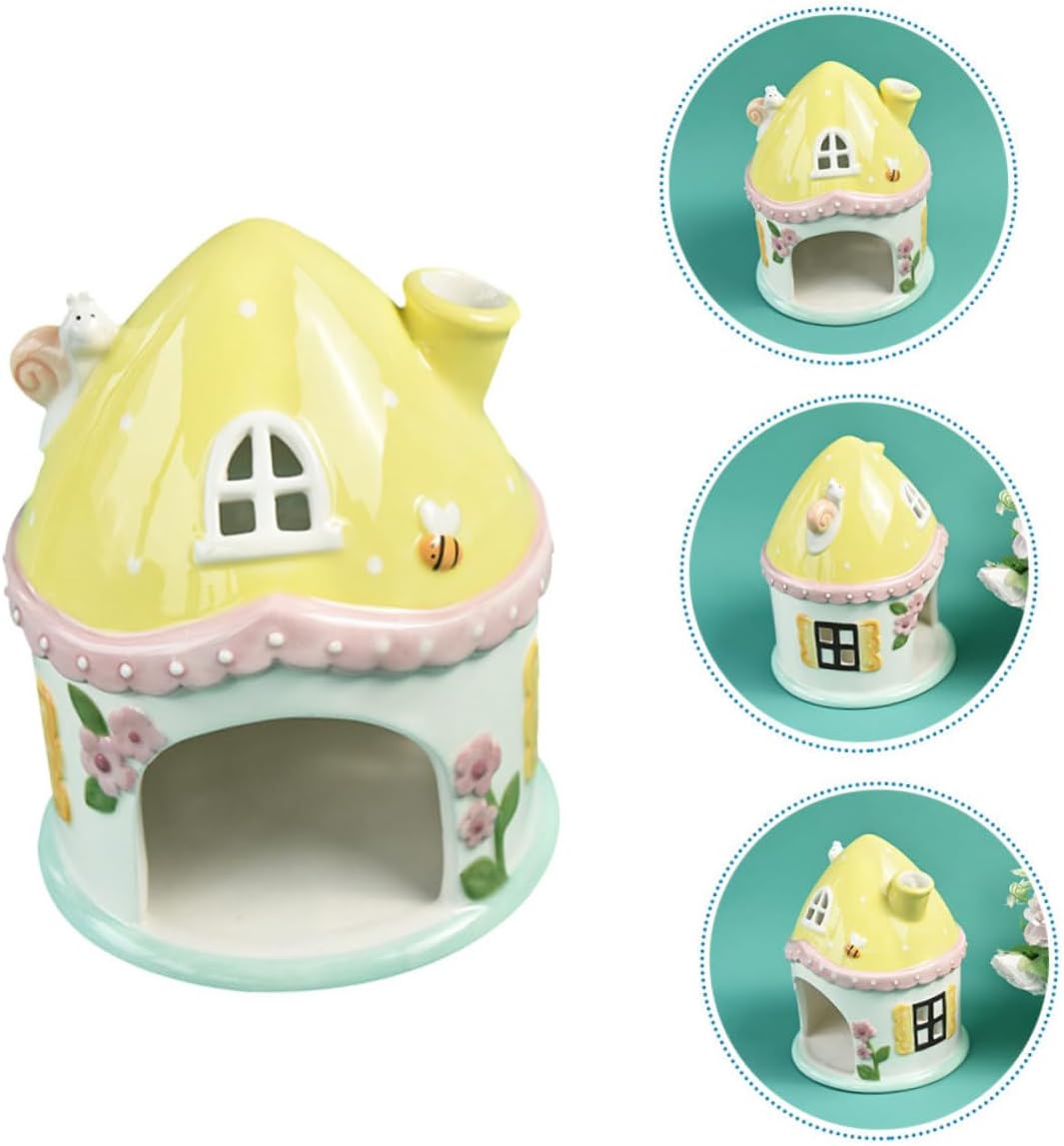 Adorable Hamster House Decorative Guinea Pig Hideaway Nest for Pets Cozy Sleeping Cabin Cartoon Design Safe Comfortable Habitat for Hamsters and More