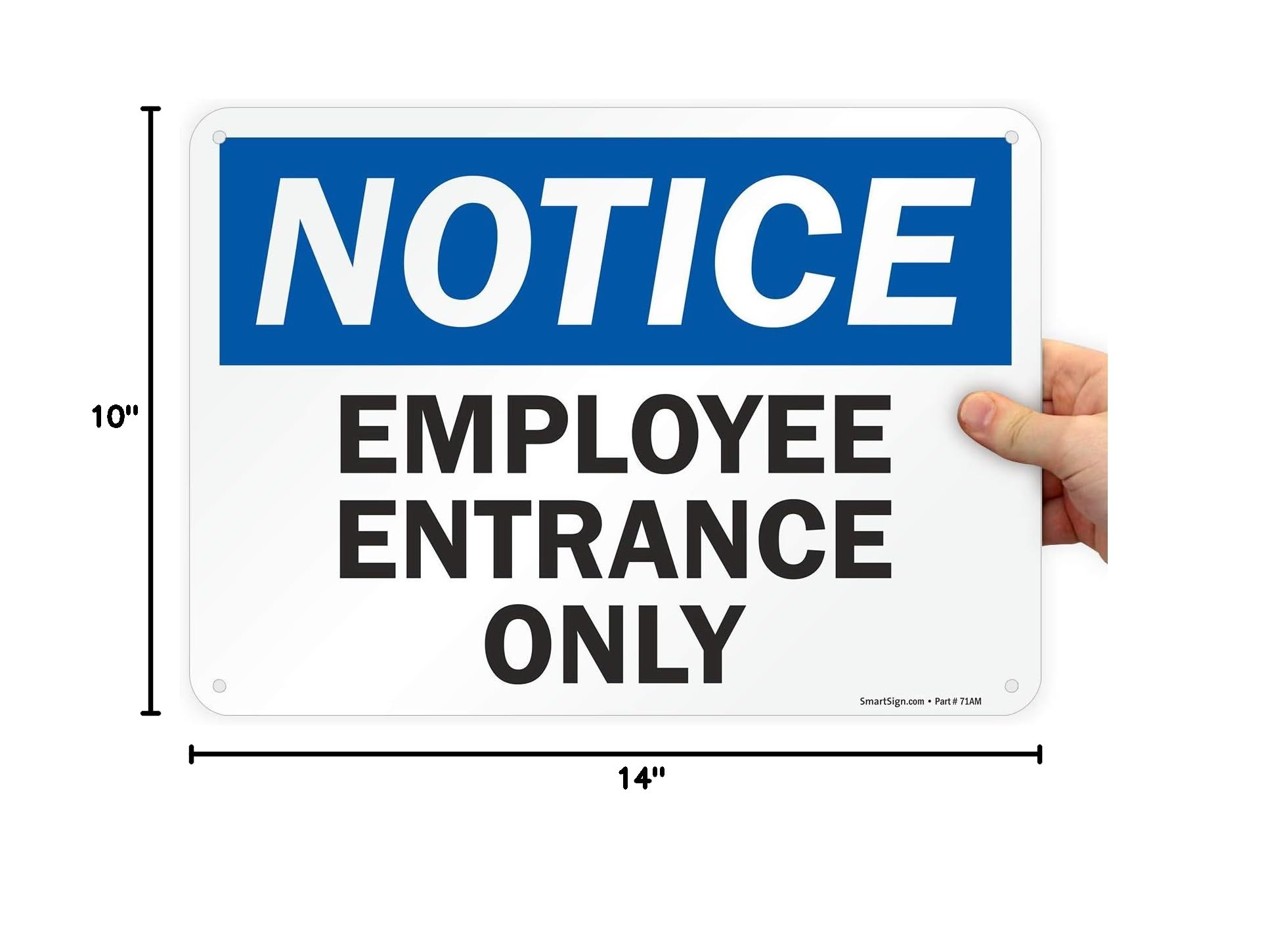 SmartSign “Employee Entrance Only” Aluminum Sign – 10x14 Inches, Black/Blue On White - View #11