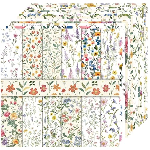 Diuhofart 12x12 Scrapbook Paper Pad - 24 Sheets Double-Sided Pastel Wildflower Paper - Dainty Daisy & Lavender Patterns for Spring Layouts Easter Crafts & Romantic Journals