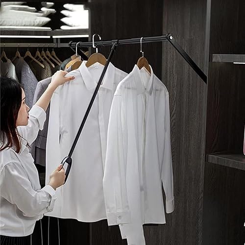 Barra de armario desplegable para armario, barra de armario abatible para elevar, estante de acabado de ropa, ajustable de 51 a 47.2in, barra de