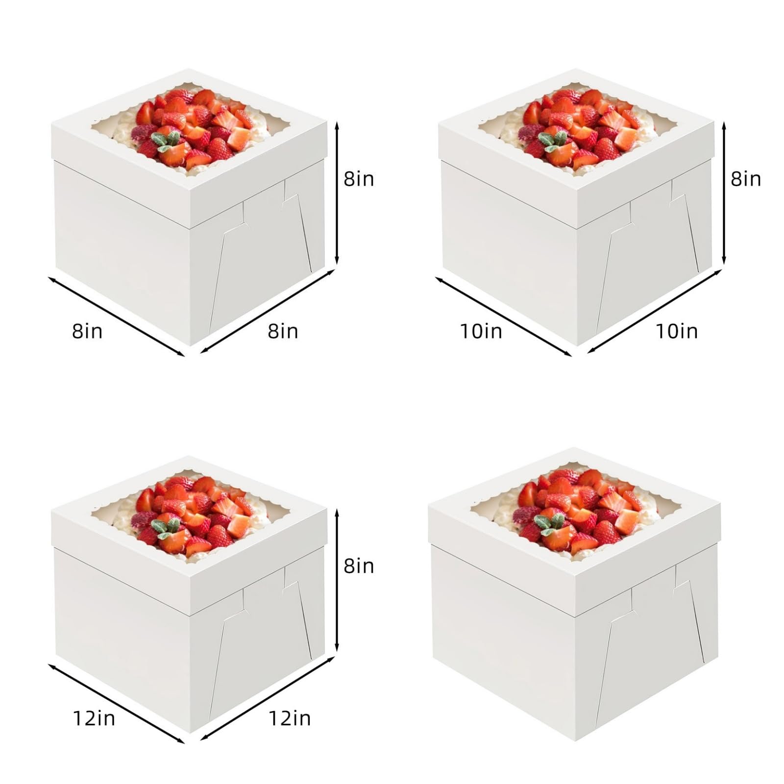 Confezione da 10 scatole per torte, per torte a gradini, in cartoncino bianco, per dolci di compleanno (scatola 8 in x 8 in x 8 in x 8 in x 8 in x 8 in x 8 in x 8 in