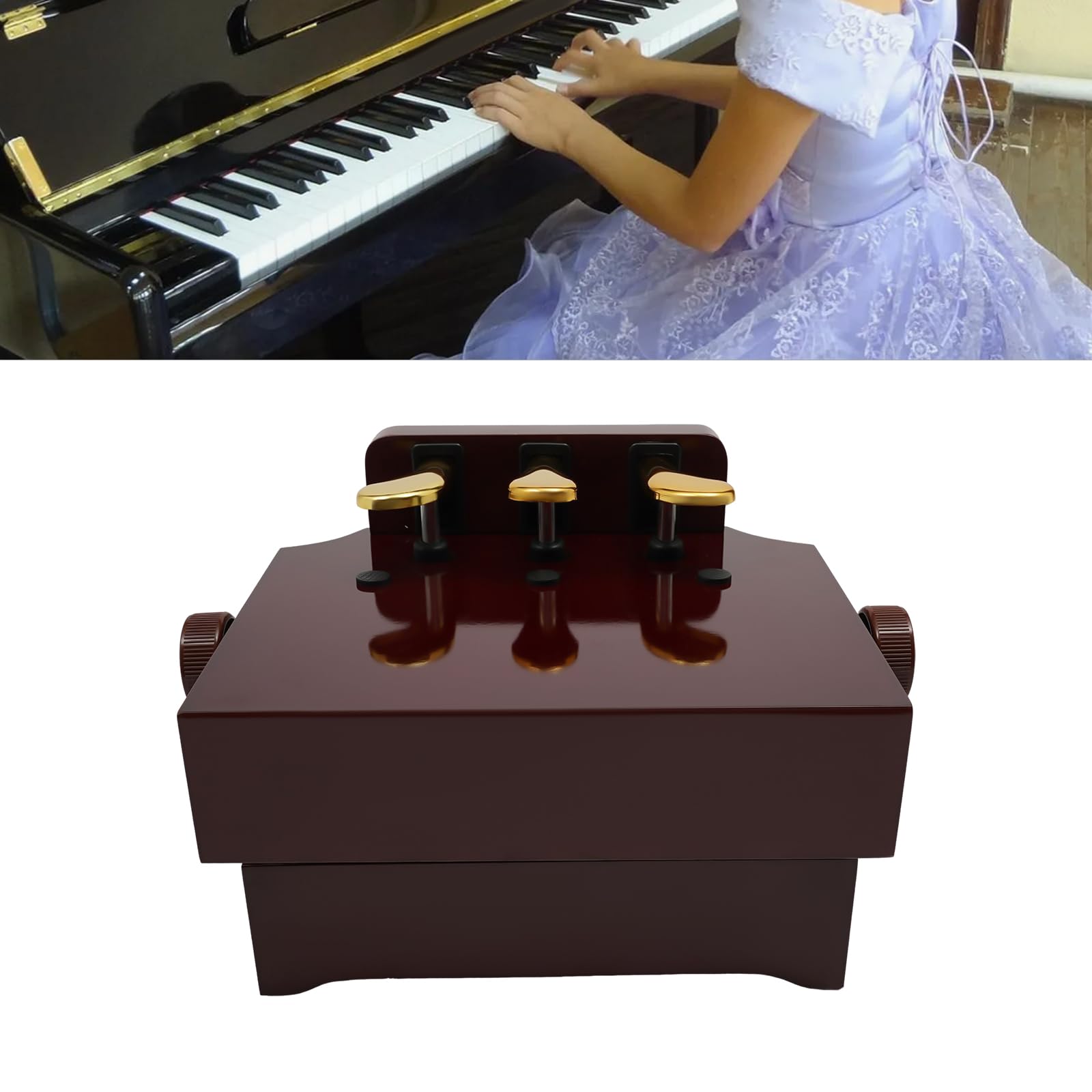 Banco de extensión de pedal de piano, extensión de pedal de piano para niños, accesorios de asistencia para clases de piano, altura ajustable con 3 pedales para todos los modelos de piano,