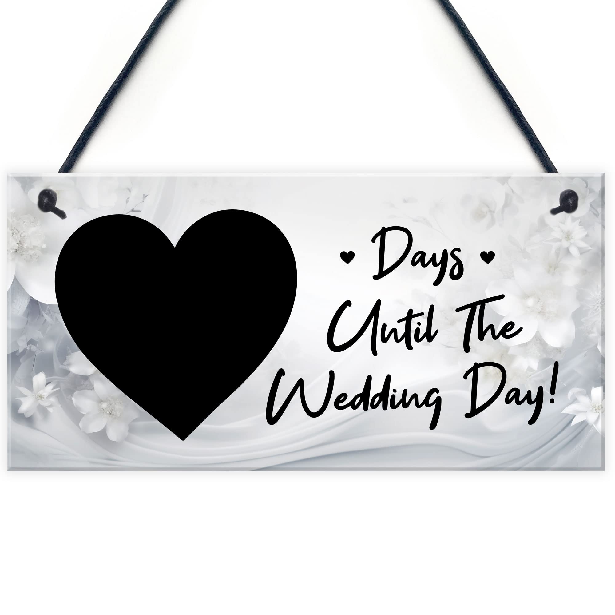 Red Ocean Days Until The Wedding Day - Wedding Countdown Plaque For Bride To Be - Engagement Gifts For Friend Fiance - Mr And Mrs Gifts - Wedding Count Down Decor Signs
