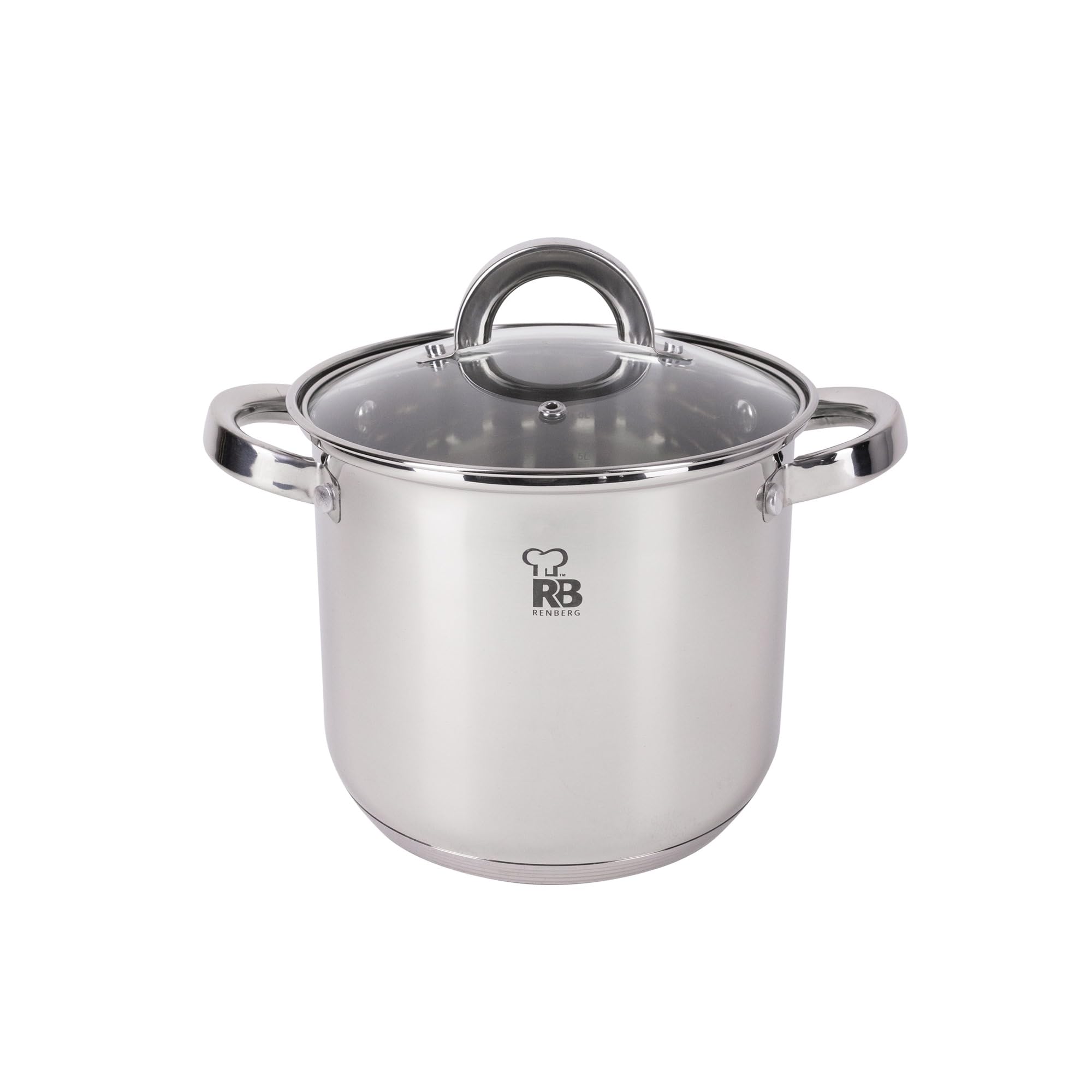 Renberg BATERÍA 8PCS, Acero Inoxidable, Silver, 4 L