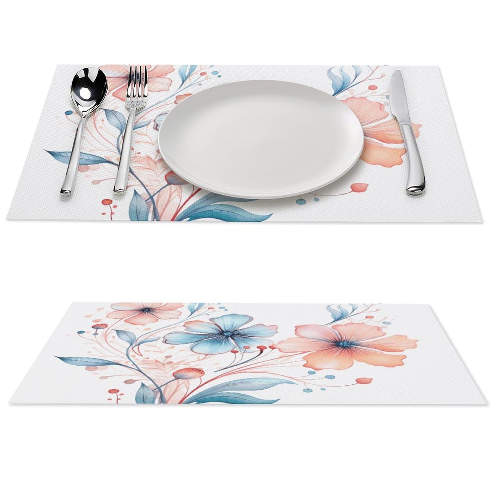 Set de table antidérapant et résistant à la chaleur lot de 4 fleurs aquarelles