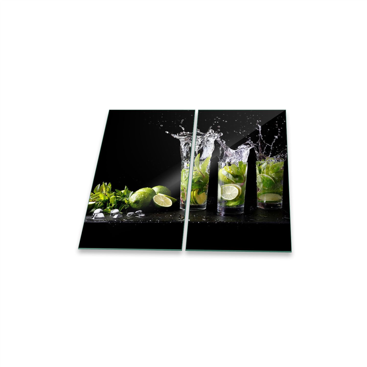2 Copri Piano Cottura In Vetro Temperato Verde Limone - 40x52 Cm - Multiuso: Tagliere E Sottopentola