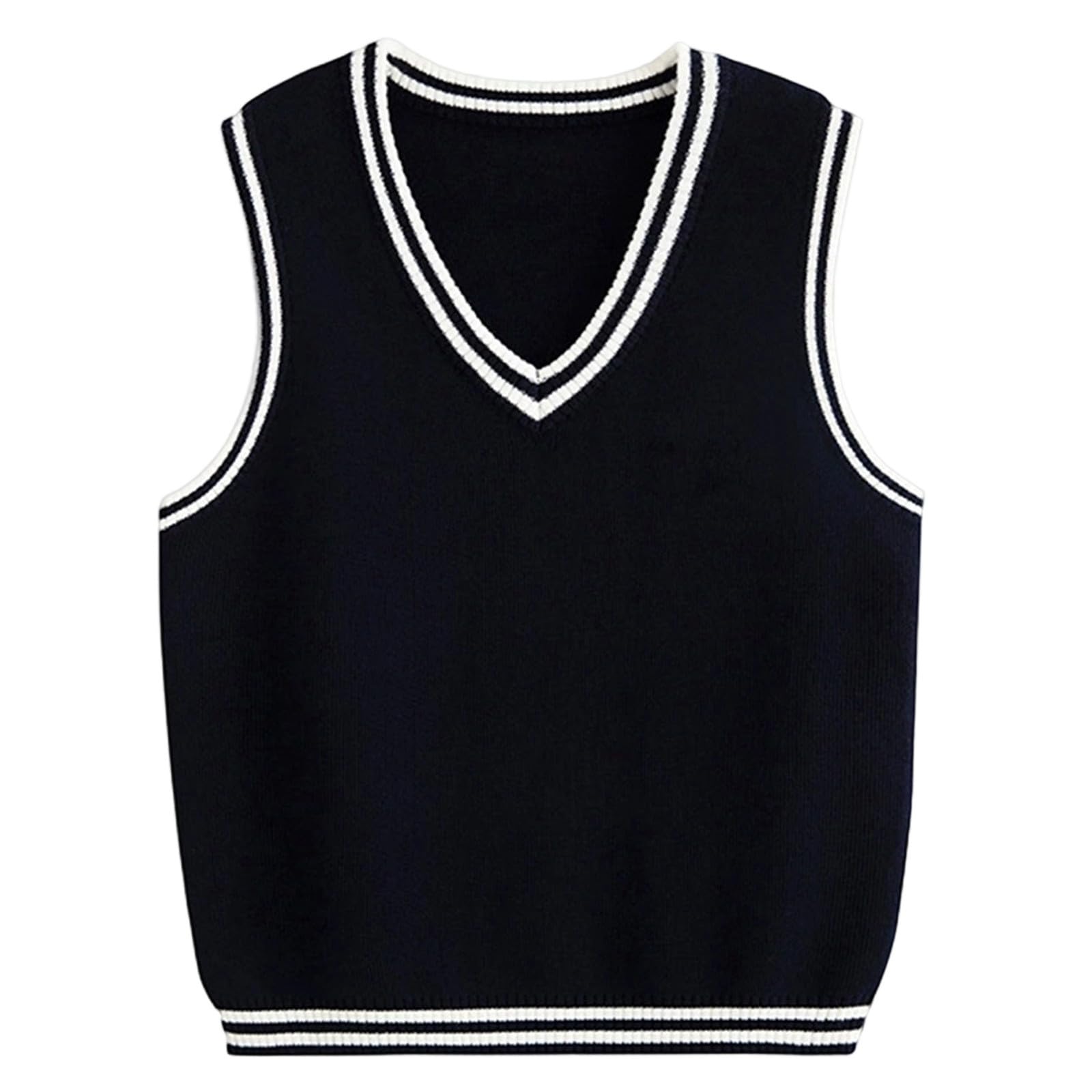 Generisch Maglione per ragazzi, gilet in stile preppy, abbigliamento casual comodo per ragazzi dai bambini agli adolescenti, giacca in pile per ragazzi, Blu marino, 9-10 Anni