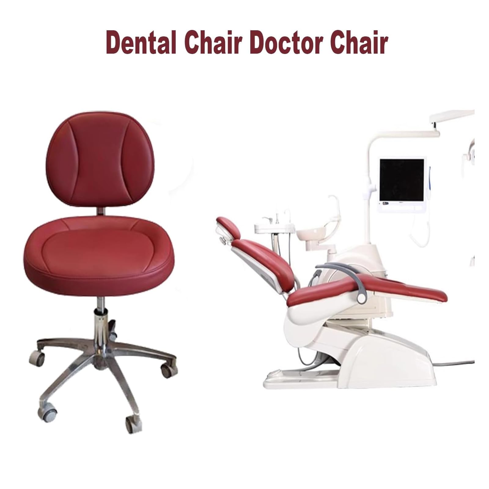 Silla móvil giratoria de 360°, taburete de cuero de microfibra ajustable en altura para clínicas dentales, oficinas y laboratorios
