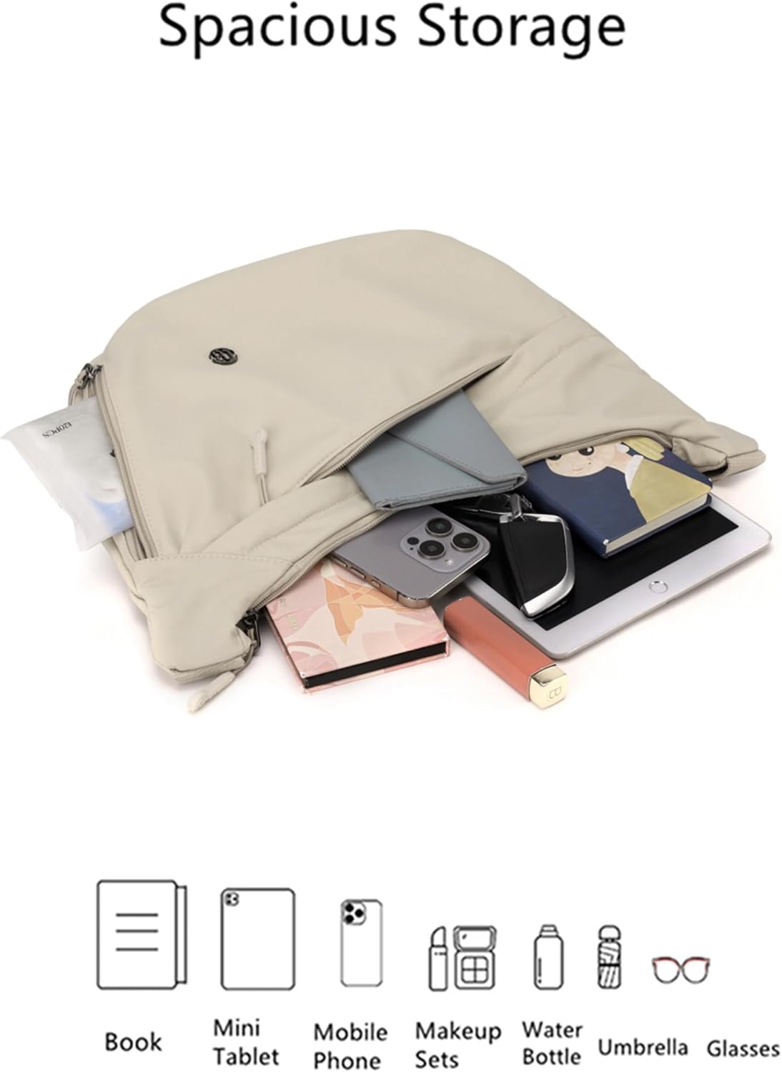 Nylon Crescent Cross body Bag for Women, Casual Medium Lightweight Shoulder Tote Handbag Travel Purse with Adjustable Strap - Image 7