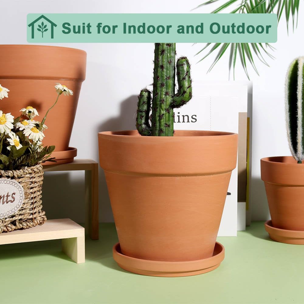 Amazon.com: vensovo 8 Inch Clay Pot for Plant with Saucer - 2 Pack Large Terra  Cotta Plant Pot with Drainage Hole, Clay Planters Pot, Terracotta Pot for  Indoor Outdoor Plant : Patio,
