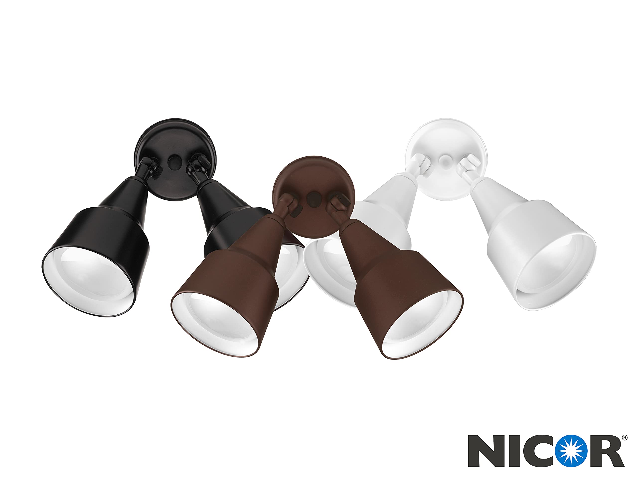 NICOR Lighting 300W Black Double Cone Adjustable Security Flood