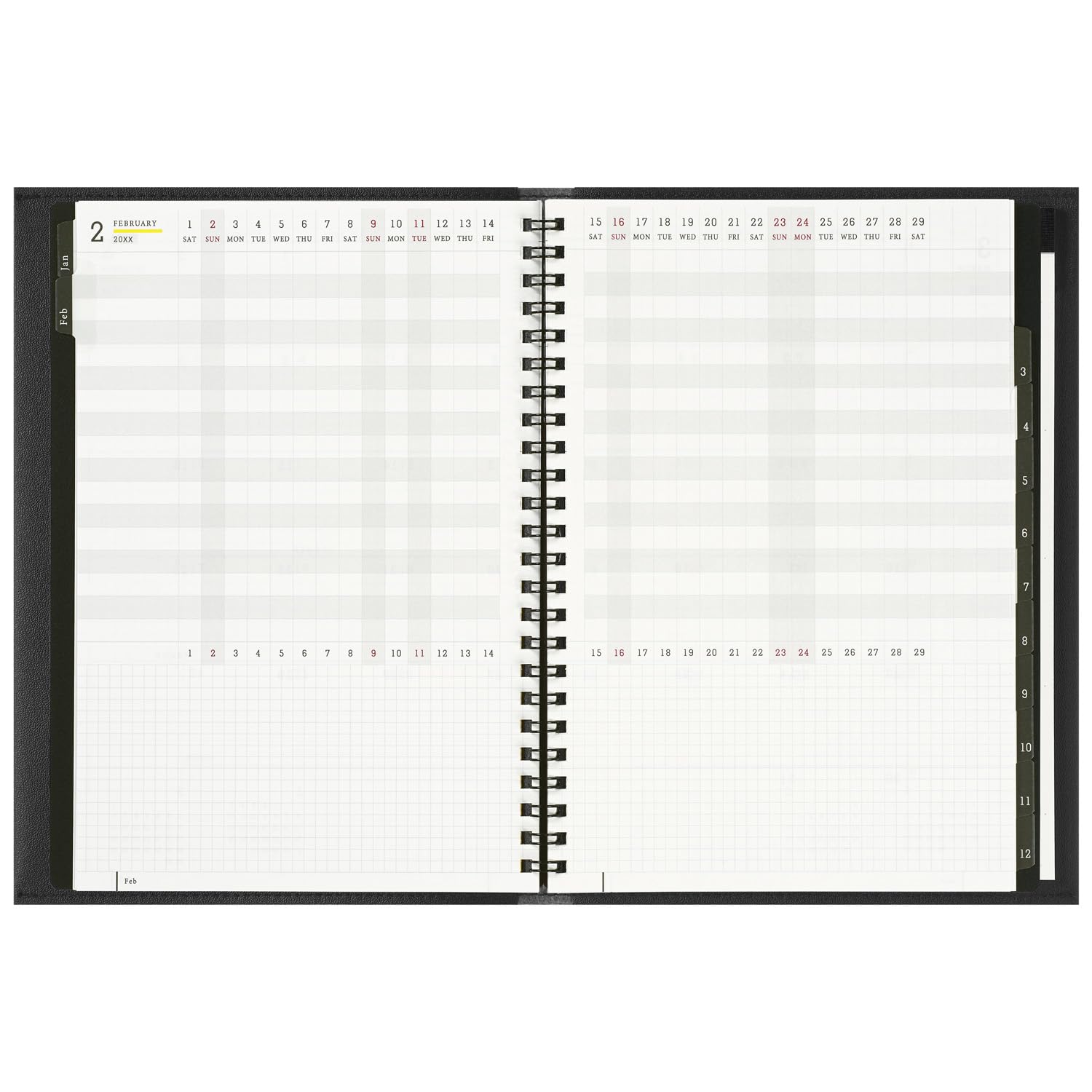 Maruman Mnemosyne Monatsplaner 2027 & Cover, A5, 14,81 x 21 cm, Schwarz