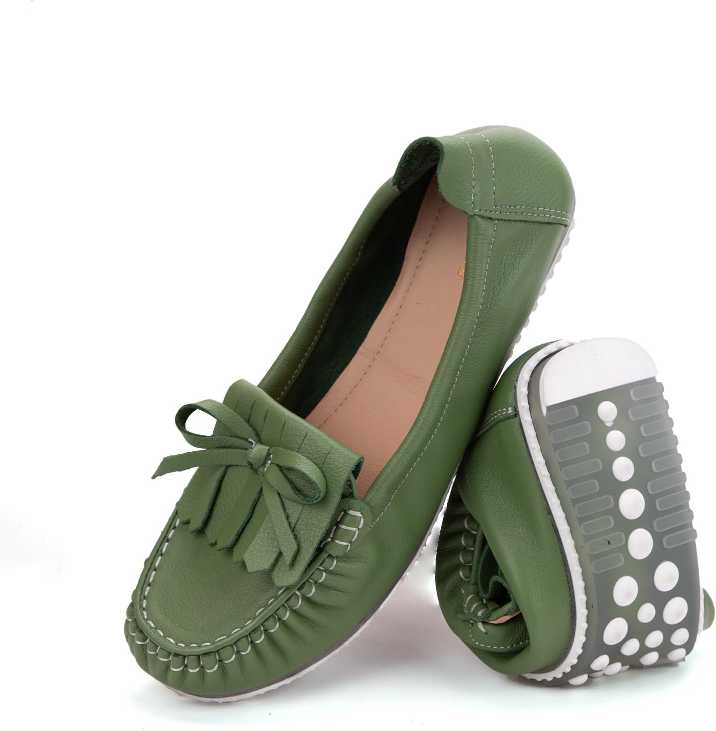 Women's Genuine Leather Loafers – Slip-Resistant Sole, Breathable & Lightweight Fla...