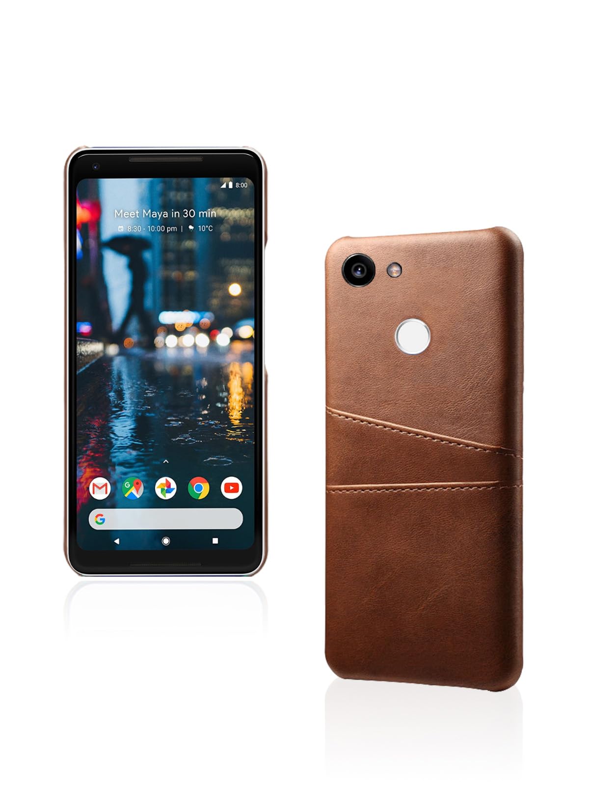 for Google Pixel 2 XL Case,UYRUREL with Card Holder Color Blocked Cowhide Phone case,Comprehensive Protection & Convenient Travel,Brown.