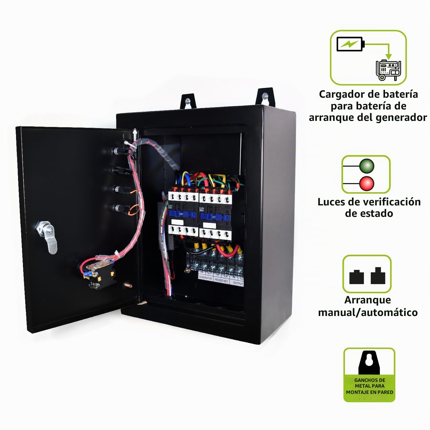 Tecnoware Power Systems - ATS para Generador 4200VA-9200VA, Sistema de Arranque Eléctrico/Automático, Indicadores de Estado, Cargador de Batería Integrado, Selector Manual/Automático