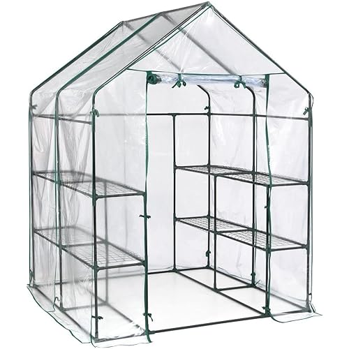 ShelterLogic 4'8" x 4'8" x 6'5" GrowIT Small Walk-in Greenhouse with 8 Wire Shelves for Outdoors, Easy-Access & Durable