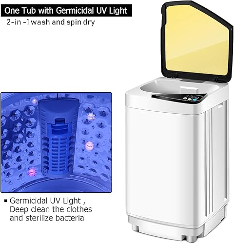 Miniatura 5 de Giantex Lavadora Completamente Automática Portátil y Secadora Centrífuga con Capacidad de 7.7 libras, Lavadora Compacta de Lavandería con Luz de
