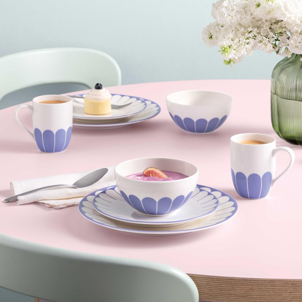 Villeroy & Boch - Fleur bleu kubek z uchem niebieski, nadaje się do zmywarki i mikrofalówki, kubek do kawy i gorących napojów, filiżanka do herbaty, kubek kawy, filiżanka kawy, porcelana Premium
