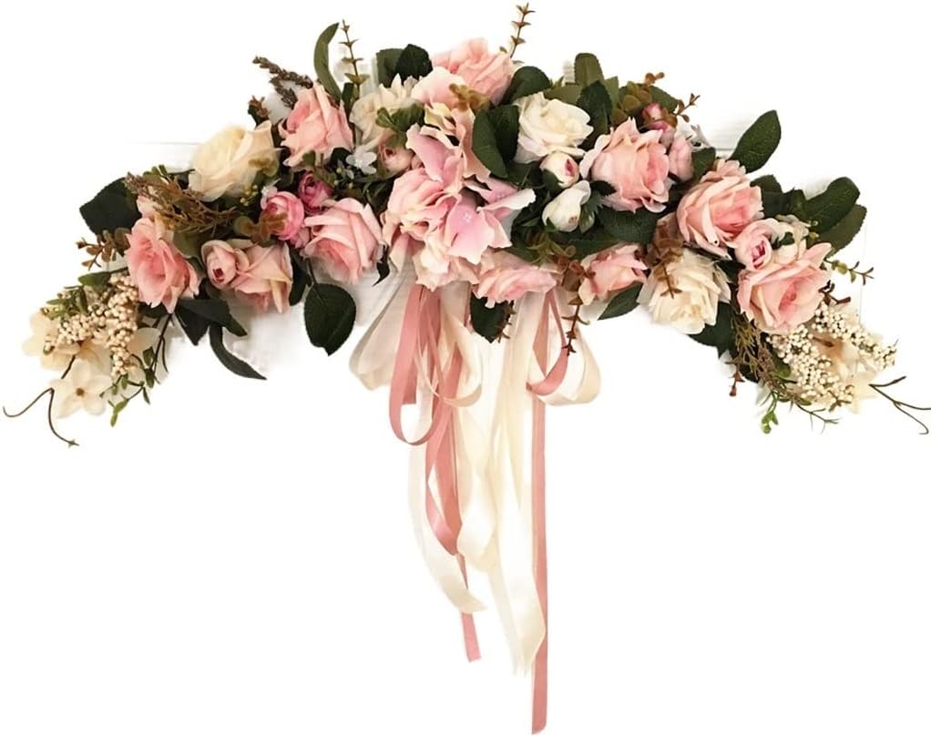 Silk Knot Rose Simulation Artificial Hanging Wreath Lintel Decoration Flower