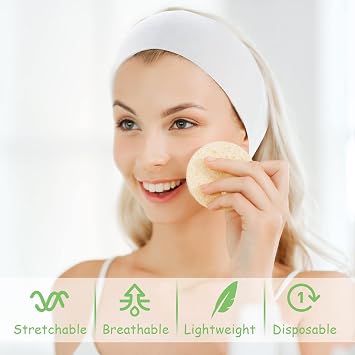 300 Pcs Disposable Facial Headbands Non Woven Spa Makeup, White