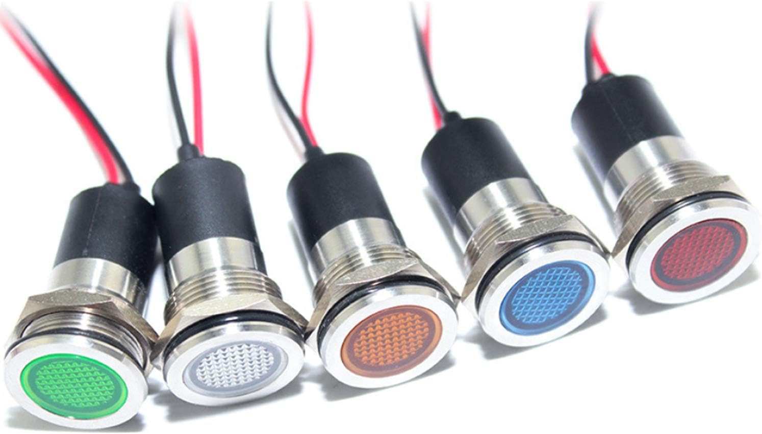 5PCS/set 19mm 3/4" LED Signal Indicator Bulb Pilot Dash Light with Cable Length 20cm / 8 inch for Car Auto Vehicle Boat(White)