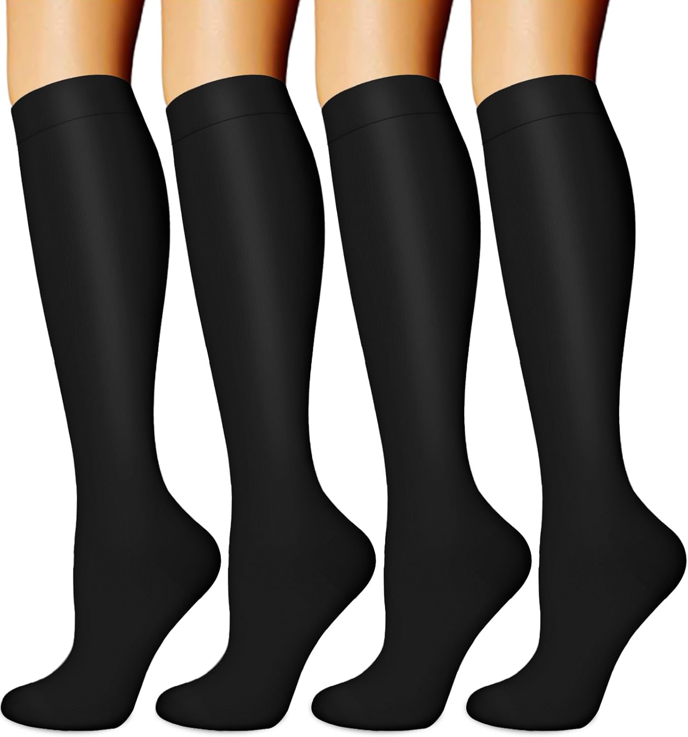 BLONGW Compression Socks for Women & Men Circulation (4 Pairs) 15-20 mmHg is Best Support for Nurses Running Hiking Travel