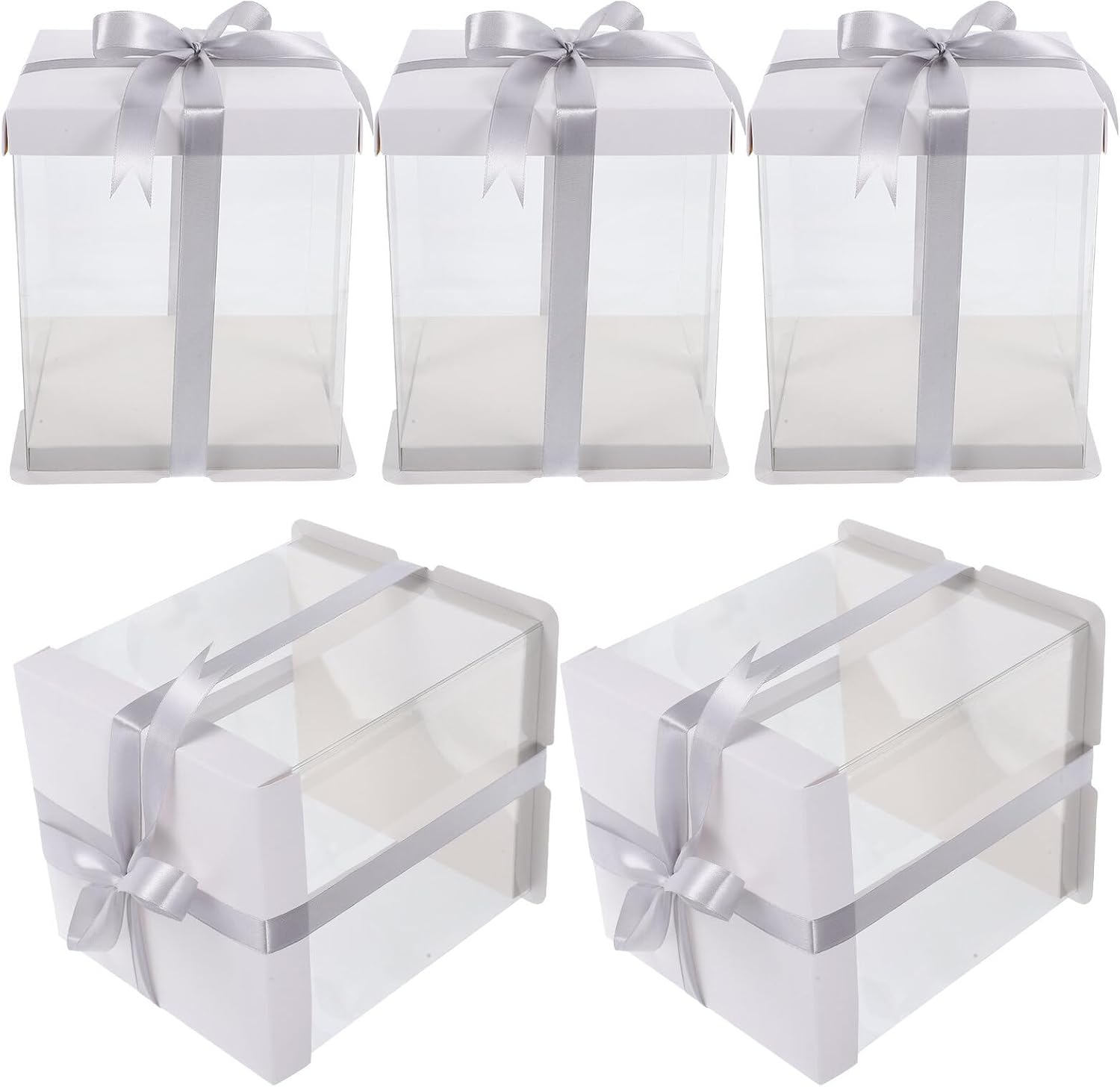 5pcs 4-inch Square Cake Boxes with Lids Birthday Cake Carrier and Bakery Packing Holder for Party and Packaging
