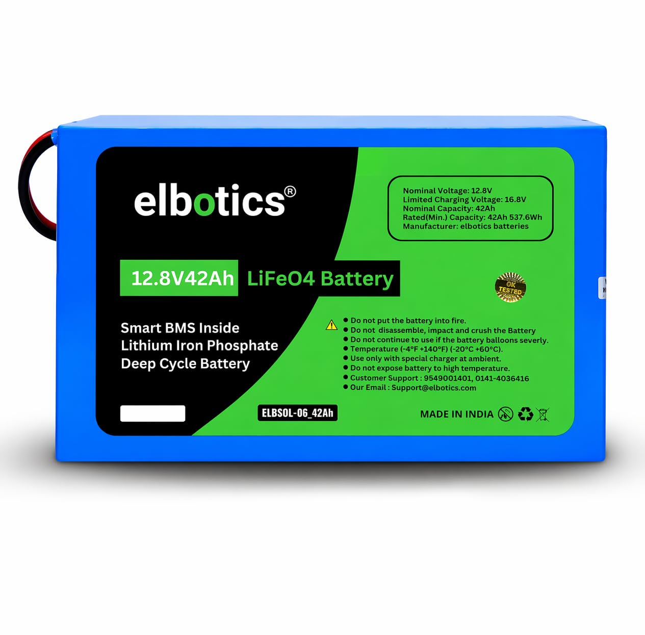 ELBOTICS® 12.8V 42Ah (537.6Wh) LiFePO4 Lithium Iron Phosphate Battery Solar E-Bike EV Toto Inverter Battery Smart BMS Protection 2000+ Cycles Lightweight & Maintenance-Free 3 Year Warranty-picture-52