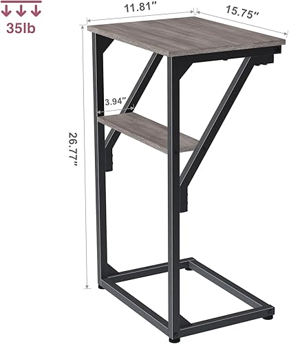 Miniatura 3 de Juego de 2 mesas auxiliares en forma de C, mesa auxiliar pequeña para sofá, mesa de sofá para sala de estar, dormitorio, mesita de noche ET-D-GYW2