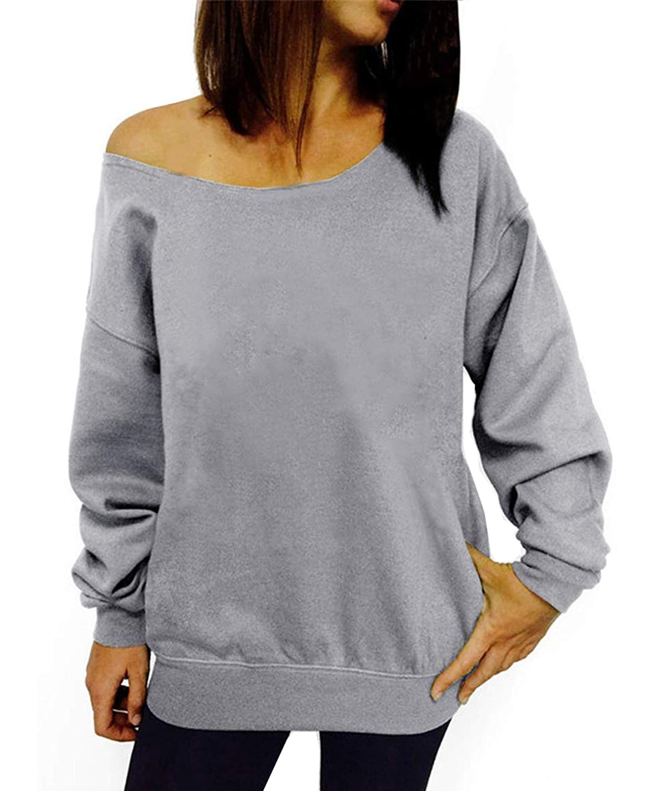Dutebare Women Off Shoulder Sweatshirt Slouchy Shirt Long Sleeve Pullover Tops