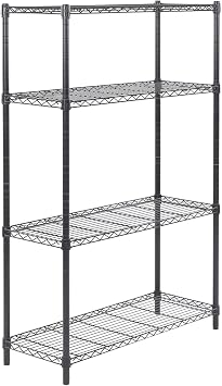 4-Tier Storage Shelves 36x14x54 Height Adjustable Garage Storage Shelves Heavy Duty Pantry Shelving Metal Utility Shelves Wire Rack for Home Kitchen Laundry Room OrganizationBlack