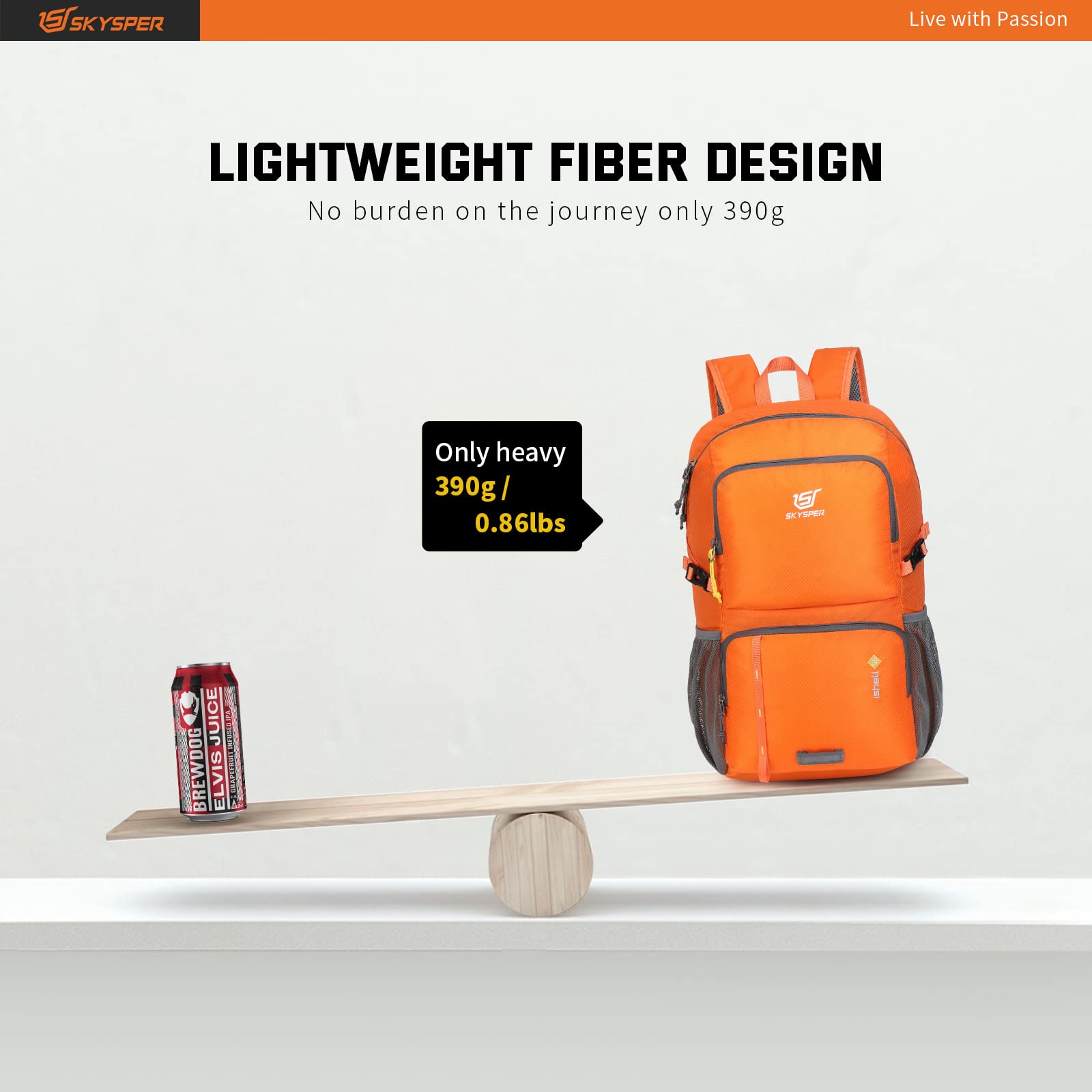 SKYSPER Zaino Ultraleggero Pieghevole, Zaino Ripiegabile 30L Resistente all'Acqua con Strisce Riflettenti Zaino da Trekking per Hiking Escursione Viaggio Uomo Donna