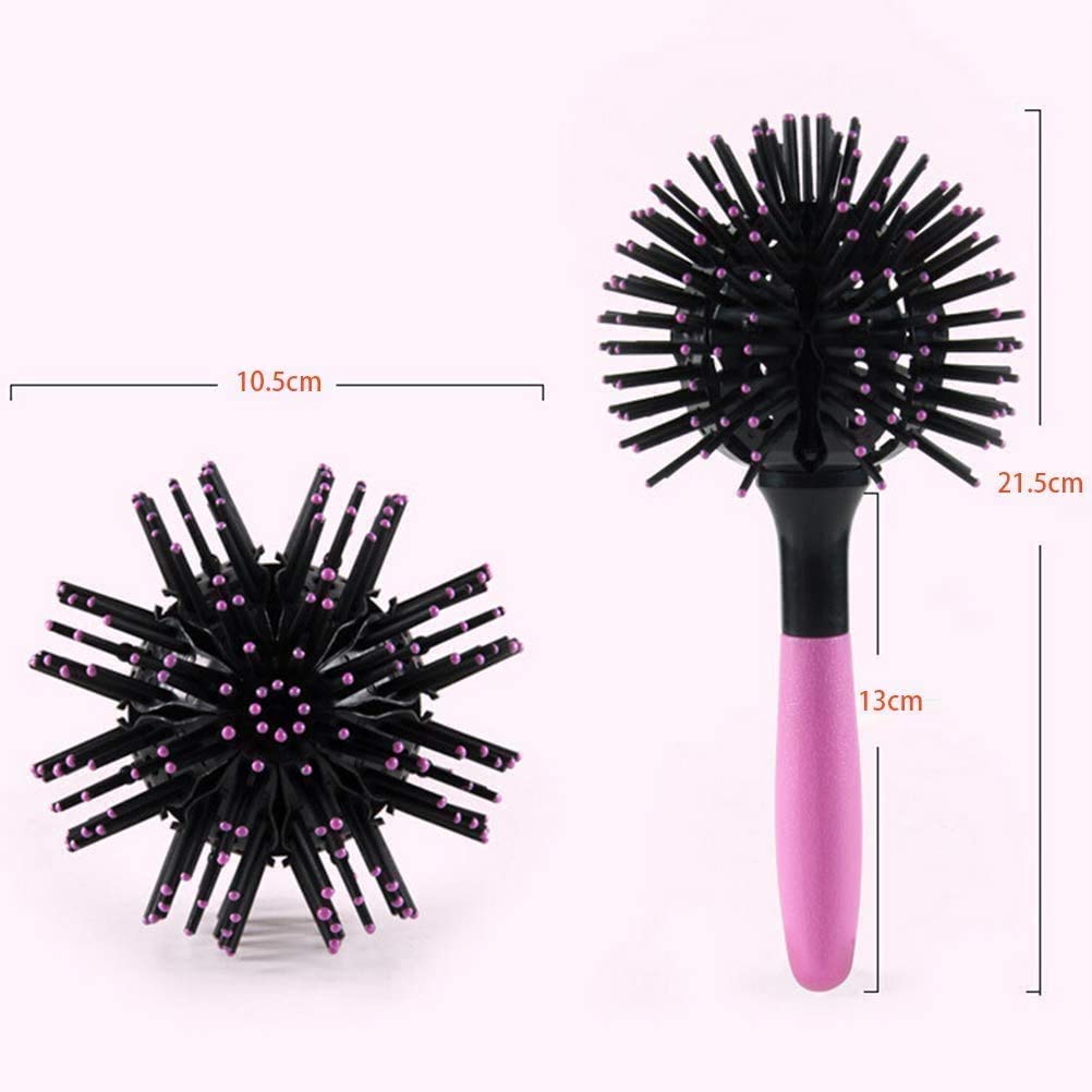 Aaiffey 3D Round Hair Brushes for Women Blow Drying Detangling Hairbrush 360 Degree Styling Hair Brush for Thick Curly Hair Circle Hair Comb for Wet and Dry Hair
