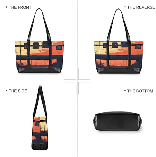 Miniatura 3 de Highway Street Setting Sun - Bolso para portátil de 14 pulgadas con cremallera, bolsas de trabajo para mujer, para viajes, gimnasio, vacaciones con