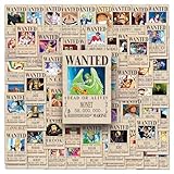 100Pcs One Piece Wanted Poster Stickers, Cute Vinyl Waterproof Pirate Manga Sticker for Notebook, Water Bottles, Laptop, Skateboards, Luggage, Phone Suitcase, Guitar.