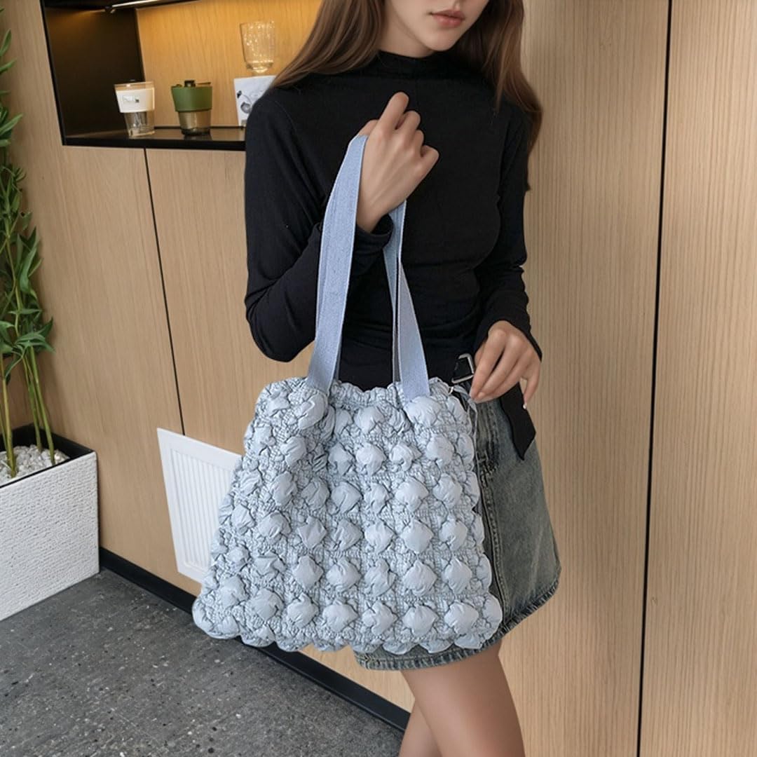 Quilted Tote Bag for Women Puffer Bags Puffy Shoulder Hobo Cloud Handbag Bubble Purse Quilted Carryall Bag Lightweight - Image 2