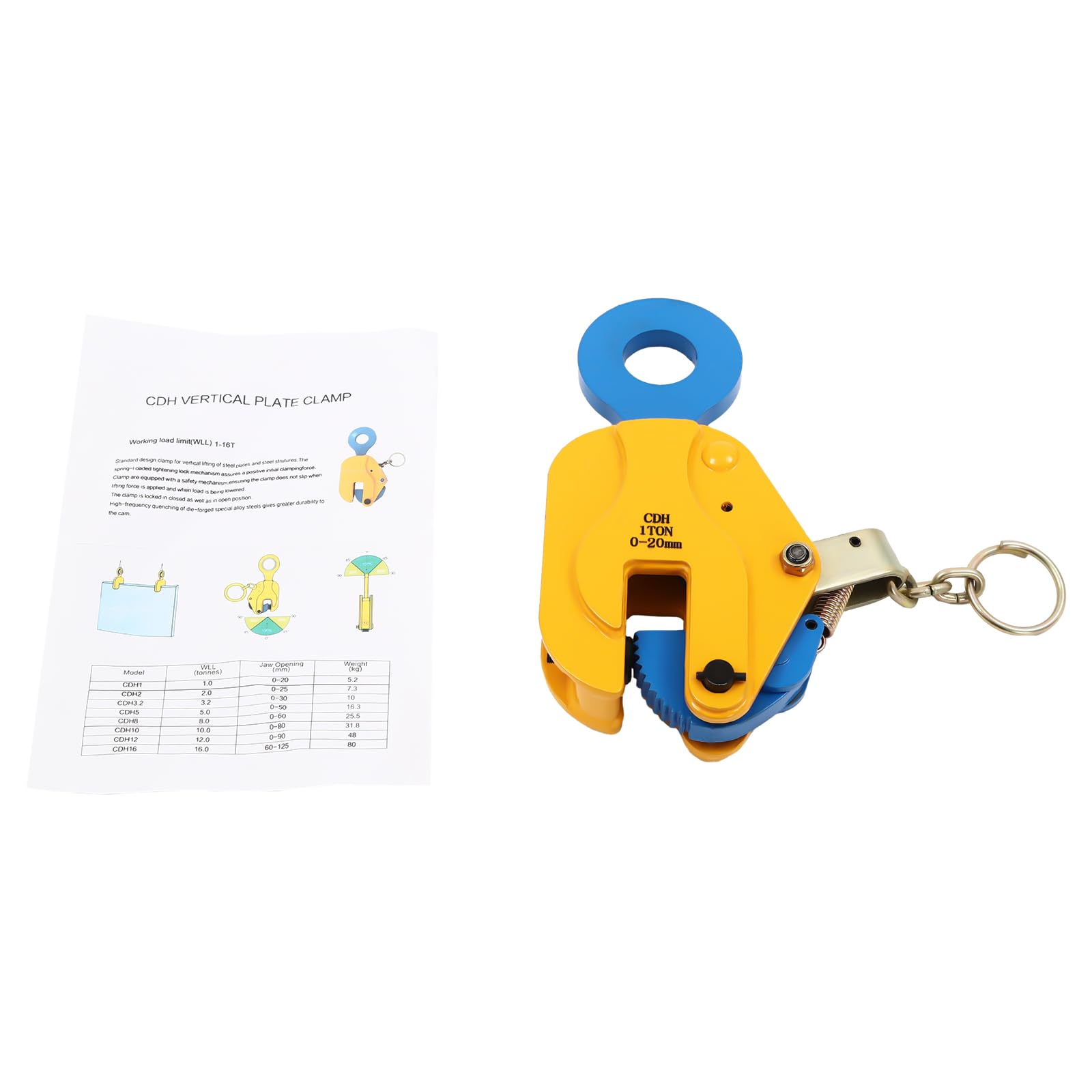 Abrazadera vertical de elevación, pinza de chapa 1T, abrazadera elevadora de chapa de hasta 20 mm de grosor para levantar y transportar