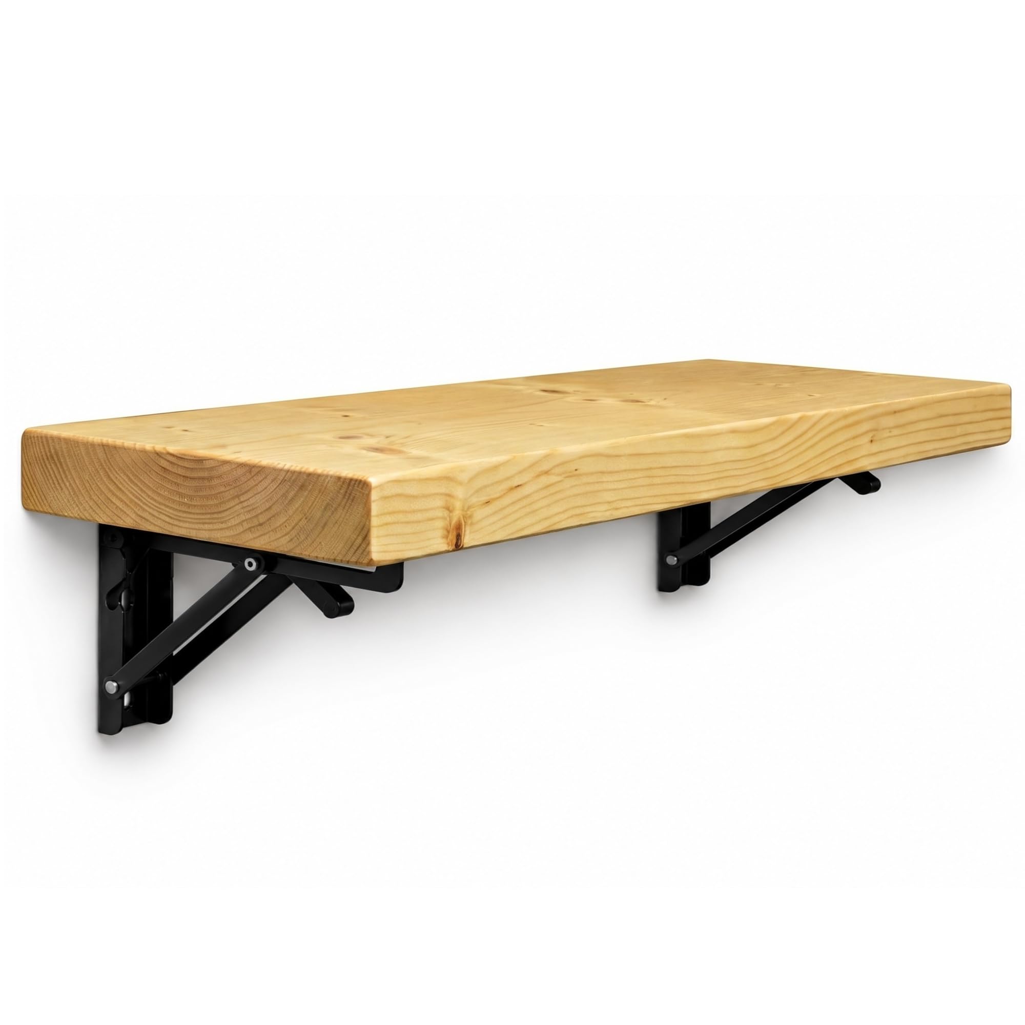 MKGT Rustic Folding Wall Mounted Breakfast Bar Table – Space Saving Fold Down Shelf Desk with Heavy Duty Brackets for Kitchen & Small Spaces (Antique Pine, 50cm)