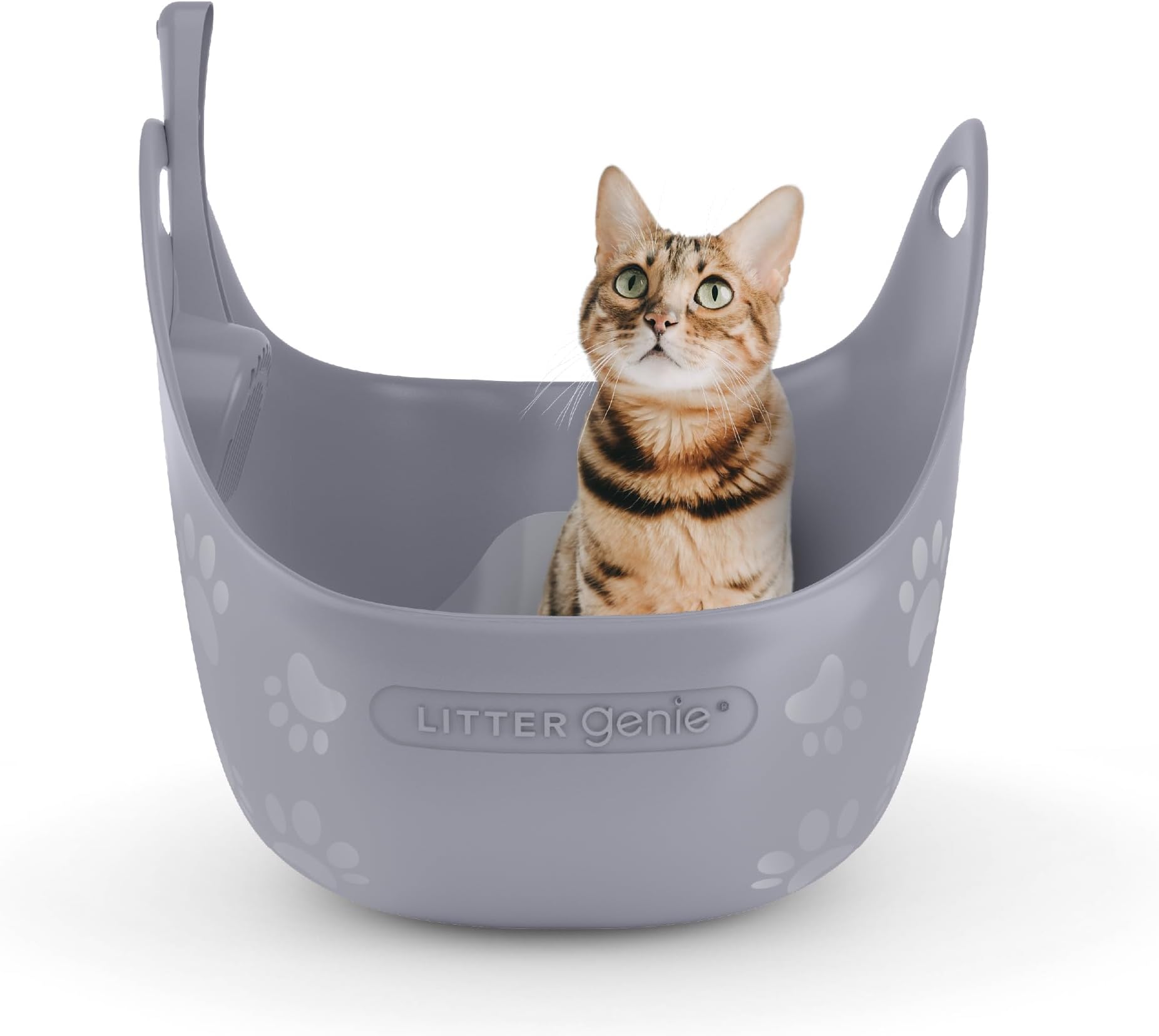 LitterBox Grey Cat Litter Tray Elegant and Practical Design Easy Emptying Includes Scoop