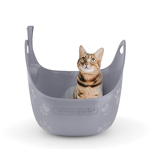 LitterLocker LitterBox Grey, Katzentoilette grau, elegantes und praktisches Design, einfache Entleerung, inkl. Schaufel