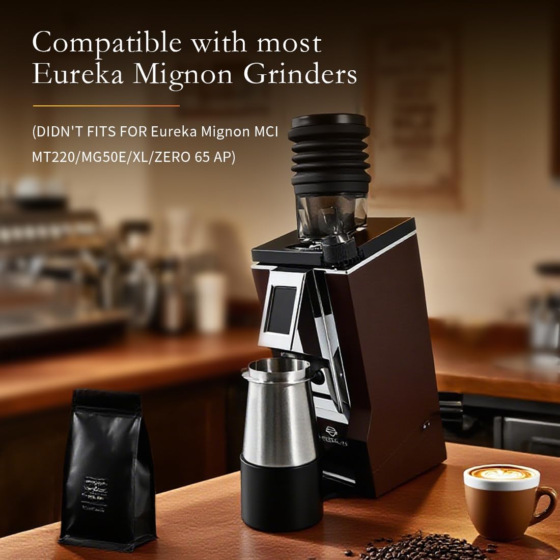 Stojak nachylny ze stojakiem na kubek dozujący kompatybilny z młynkiem do kawy Eureka Mignon Espresso, trwała, pochylona, kątowa podstawa, akcesoria, części, zestaw pojedynczej dawki o niskiej