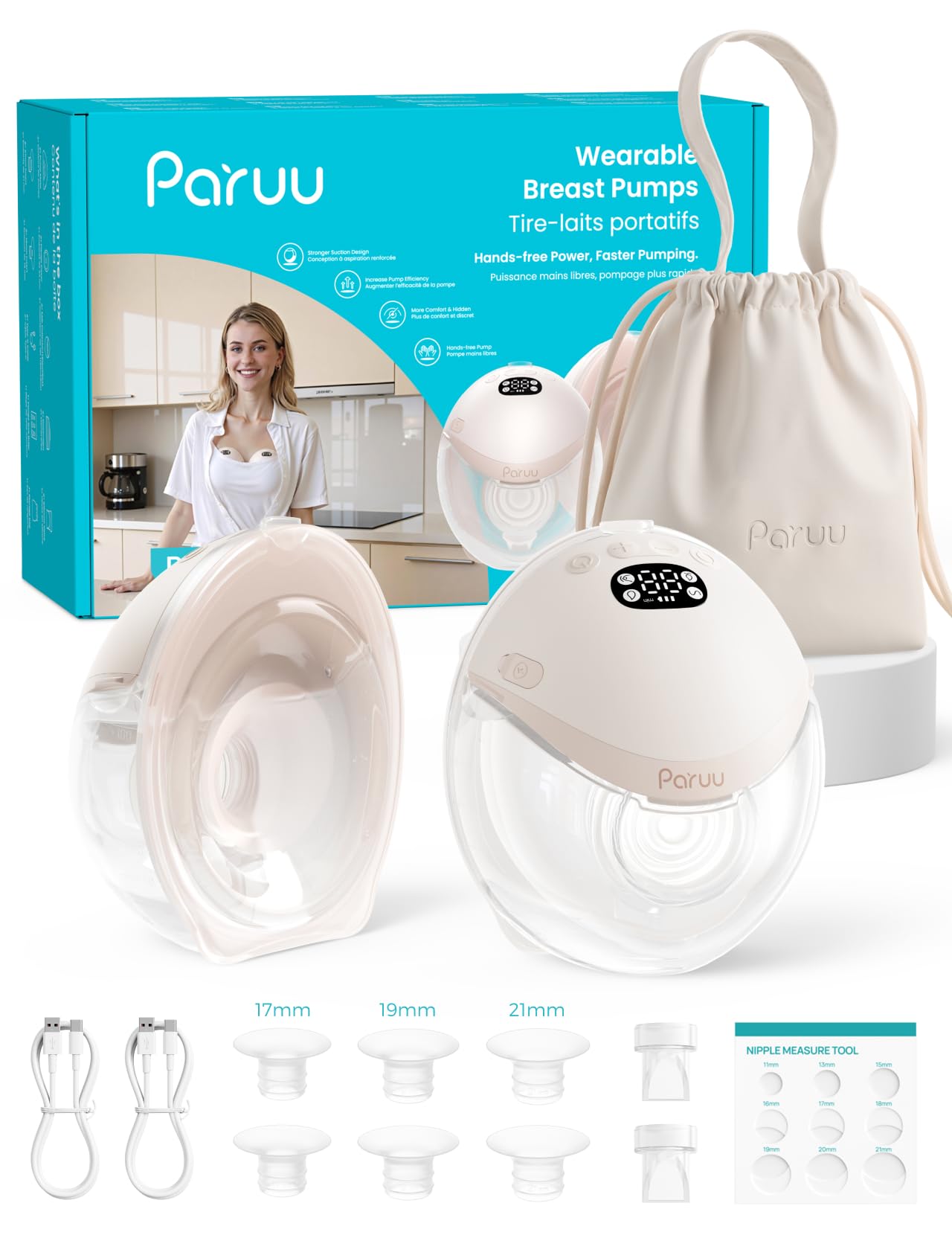 Paruu P21 Wearable Breast Pump with Baby-Mouth Flange Design
