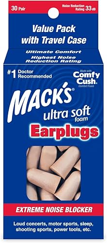 Mack's Tapones para los oídos de espuma ultra suave, 30 pares – 33dB más alto NRR, cómodos tapones para los oídos para dormir, ronquidos, viajes,