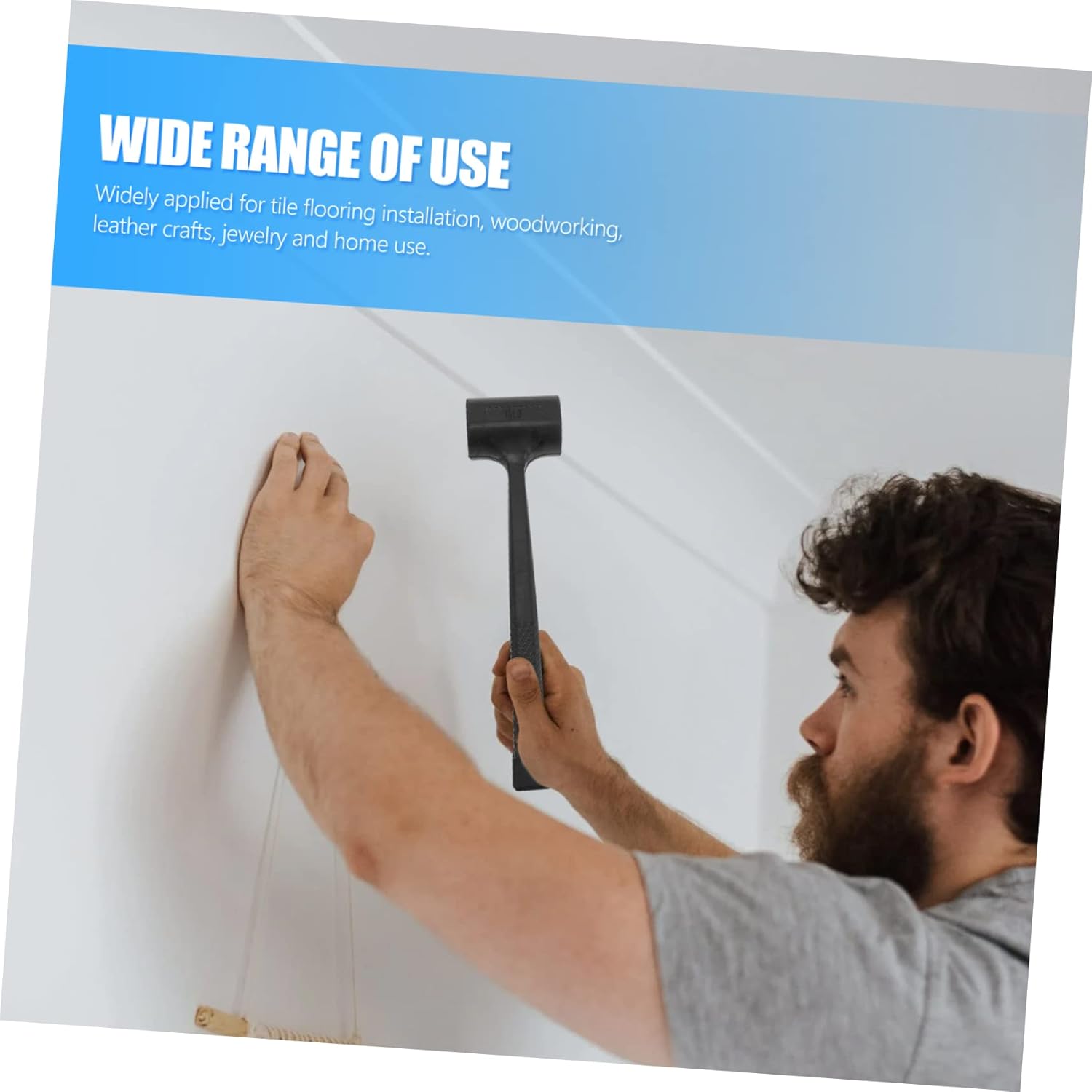 2pcs Hammer Non-slip Mallets for Flooring Woodworking Tile Installation Shockproof Rubber Hammer Head Comfortable Handle Multi-purpose Tool