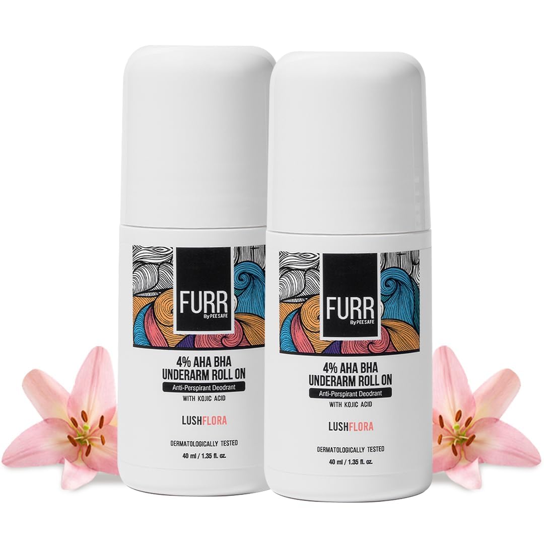 FURR 4% AHA BHA Underarm Roll On with Kojic Acid | Lush Flora Fragrance | 40ml x 2 Units | Helps Reduce Pigmentation, Prevents Body Odour & Brightens Skin | Dermatologically Tested | Antiperspirant-image-38